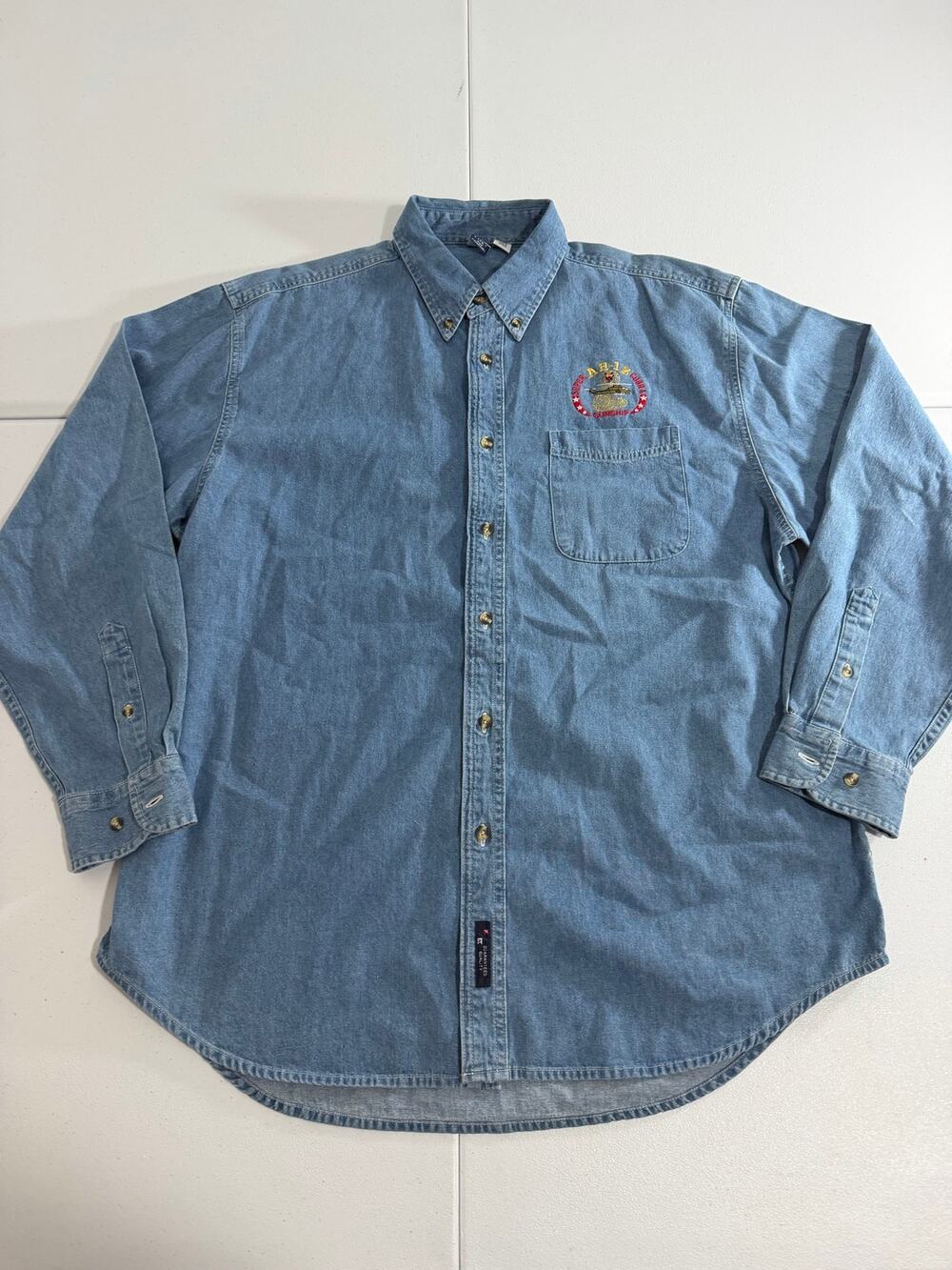 Port Authority Denim Shirt Mens XL AH-1Z Super Cobra Gunship Helicopter Vintage